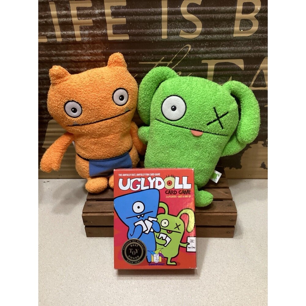 Ugly Dolls Plush Wage Orange & OX Green Stuffed Animal Toys Plus Card Game